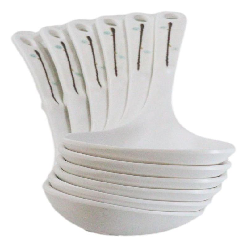 Pack of 6 Melamine Yukino Hana Soup Gravy Stew Ladle Soup Spoons With Notch 8"L