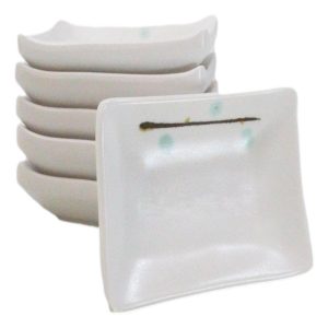 Pack Of 6 Rectangular Yukino Hana Snowflakes Melamine Condiment Sauce Dishes