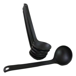 Pack Of 6 Ridged Matte Black Melamine Stirring Mixing Serving Ladle Spoons