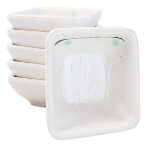 Pack Of 6 Square Yukino Hana Snowflakes Melamine Condiments Dipping Sauce Dishes