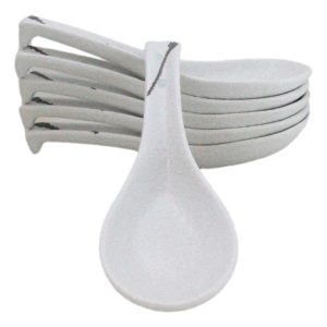 Pack of 6 Yukino Hana Collection Ceramic Asian Soup Spoons With Hook 5.75"L
