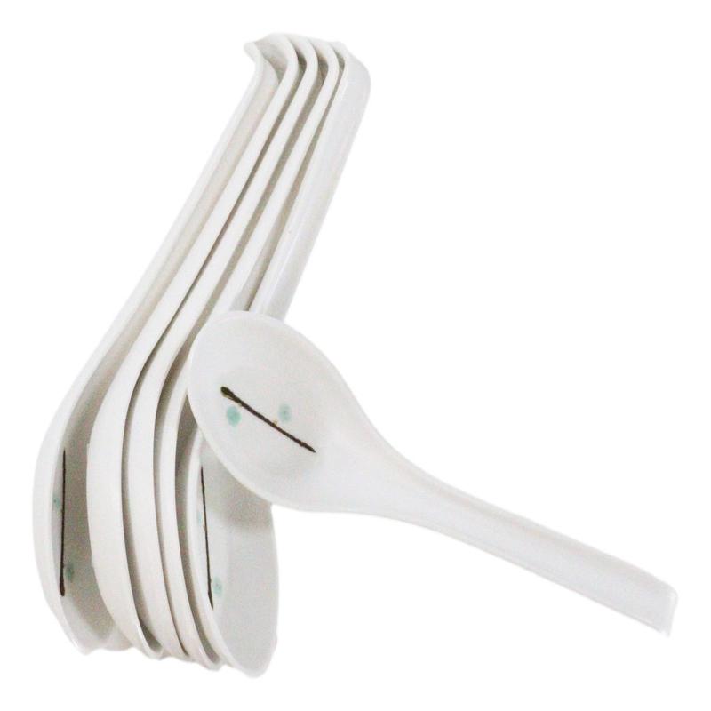 Pack Of 6 Yukino Hana Frostflake Jade Melamine Asian Style Soup Spoons 6.25"L