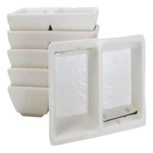 Pack Of 6 Yukino Hana Snowflakes Melamine 2 Partition Condiments Sauce Dishes