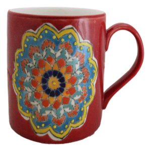 Red Muladhara Root Chakra Zen Flower Of Life Mandala Circle Ceramic Mug Cup