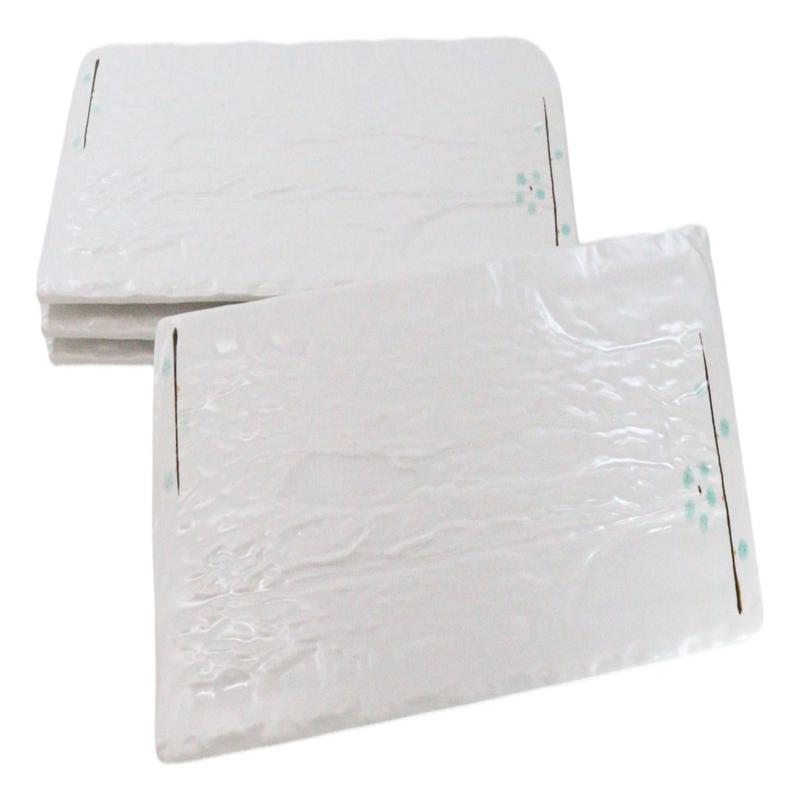 Set Of 4 Modern Yukino Hana Snowflakes Melamine Large Serving Platters 16" Long