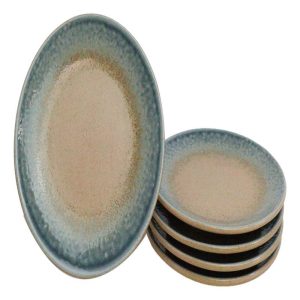 Set Of 6 Blue River Ao Nagashi Round Appetizer Dessert Salad Ceramic Plates 6"D