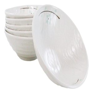 Set Of 6 Modern Yukino Hana Melamine Soup Pasta Salad Cereal Bowls 32oz 8"D