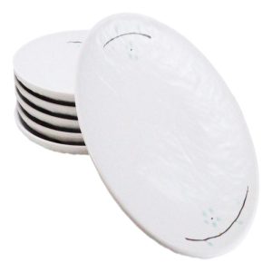 Set Of 6 Modern Yukino Hana Snowflakes Melamine Large Round Dinner Plates 11"D