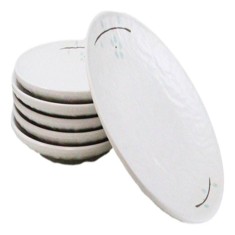 Set Of 6 Modern Yukino Hana Snowflakes Melamine Round Entree Dinner Plates 9"D