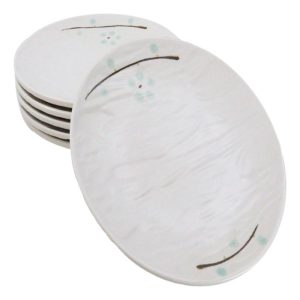 Set Of 6 Yukino Hana Snowflakes Melamine Appetizer Dessert Salad Round Plates 7"