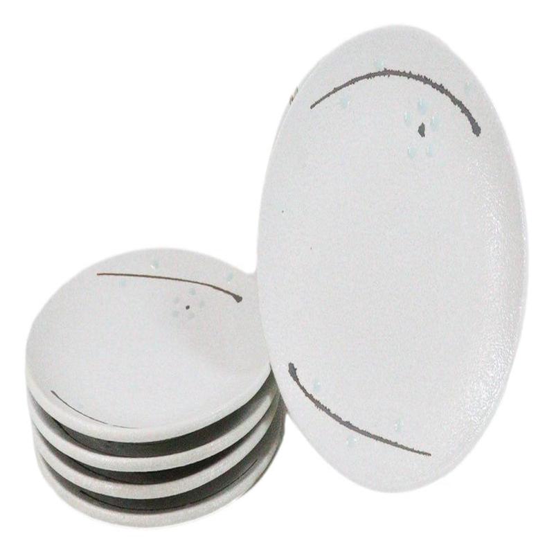 Set Of 6 Yukino Hana Snowflakes Round Appetizer Dessert Salad Ceramic Plates 6"D