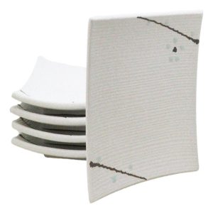 Set Of 6 Yukino Hana Snowflakes Square Appetizer Dessert Salad Ceramic Plates