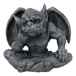 The Thinker Medieval Winged Gargoyle With Hand On Cheek Thinking Figurine