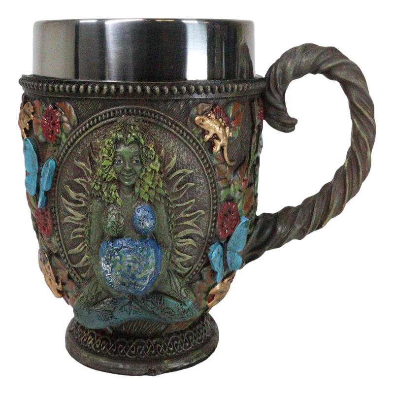 Wicca Green Mother Earth Goddess Millennial Gaia With Flora And Fauna Teacup Mug