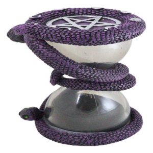 Wicca Moon Phase Pentagram Circle Slithering Mystic Snake Sand Timer Figurine