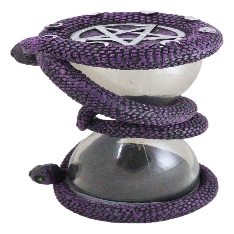 Wicca Moon Phase Pentagram Circle Slithering Mystic Snake Sand Timer Figurine
