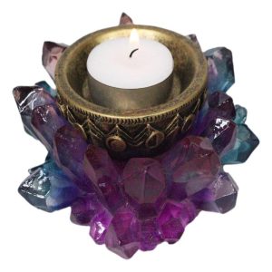Wicca Mystic Crystals Phases Of The Moon Lotus Flower Dish Votive Candleholder