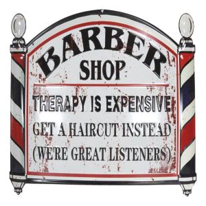 Barber Shop Therapy Is Expensive Get A Haircut Metal Novelty Wall Decor Sign 23"