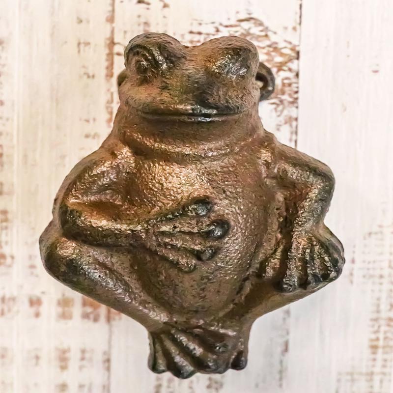 Nautical Cast Iron Farmhouse Rustic Fat Belly Frog Toad Door Knocker Sculpture