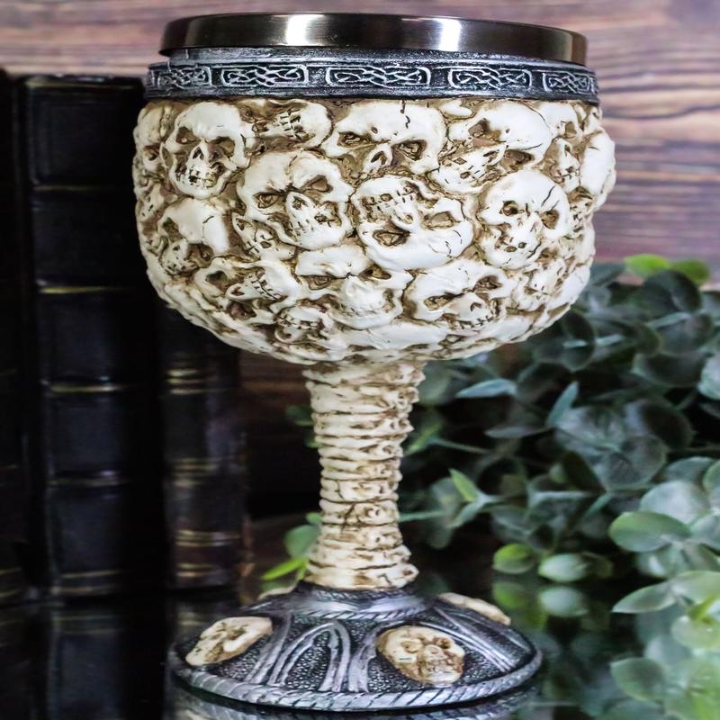 Ossuary Skull Heaps Death Piled Skeletons Ghost 5oz Wine Drink Goblet Chalice