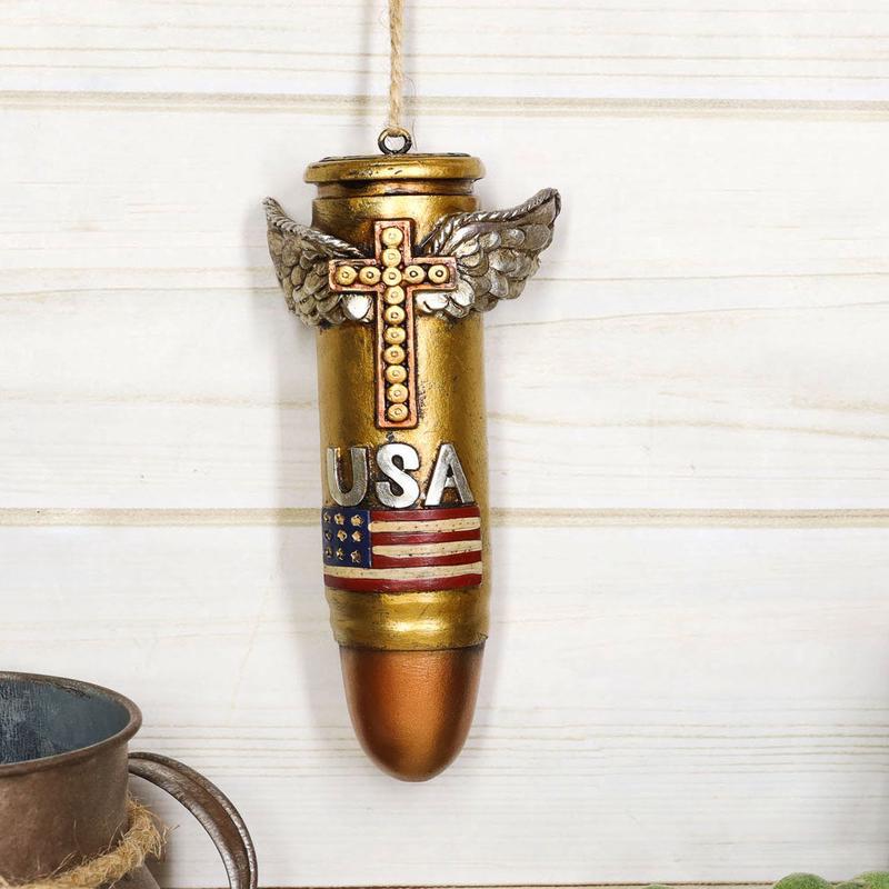 Pack Of 2 Western Rifle Ammo Shells Gold Tone Bullets Wall Hanging Ornament 6"H