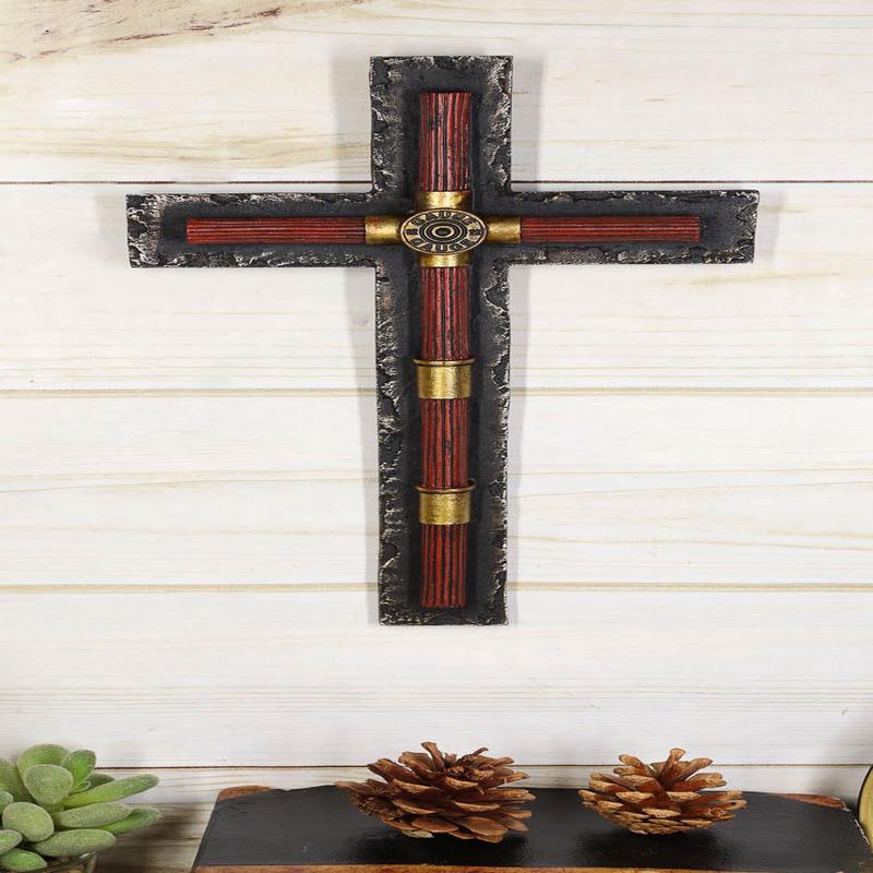 Rustic Western Old World Cowboy 12 Gauge Shotgun Bullet Casings Wall Cross Decor