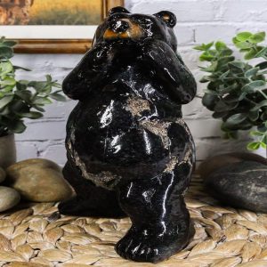 Rustic Western Woodlands Forest Black Bear South Paw Boxing Decorative Figurine