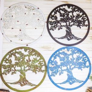 Set Of 4 Colorful 23" Oversized Celtic Tree of Life Medallion Wall Circle Decors
