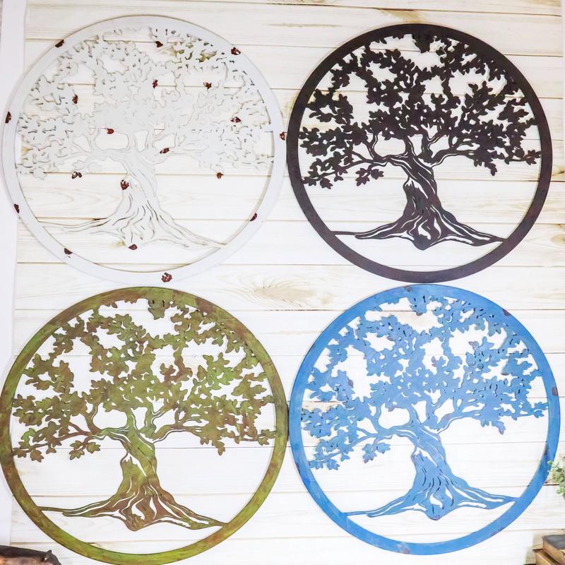 Set Of 4 Colorful 23" Oversized Celtic Tree of Life Medallion Wall Circle Decors