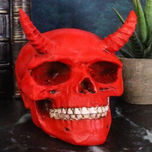Small Red Horned Demon Skull Hell Spawn Skeleton Inferno Imp Macabre Figurine