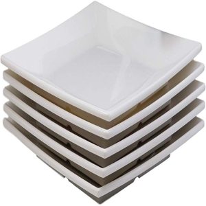 11" White Melamine Modern Square Serving Dinner Plates or Dish Platters Set of 6