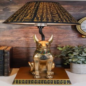 Bronzed Egyptian God Of Afterlife Death And Mummies Anubis Table Lamp Statue