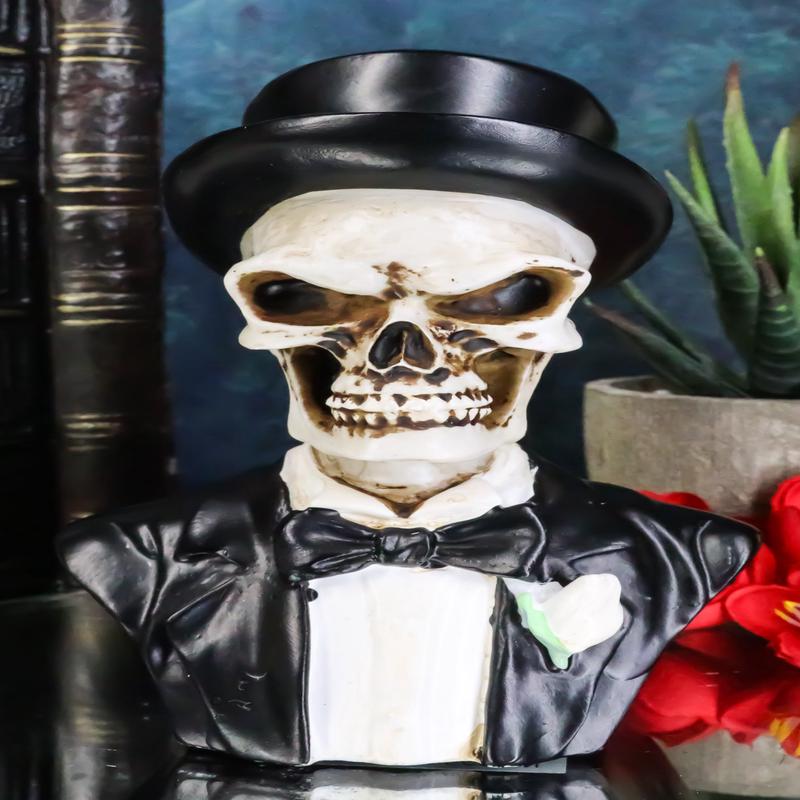 Day of The Dead Wedding Groom Gentleman Skeleton Skull In Tuxedo Mini Figurine