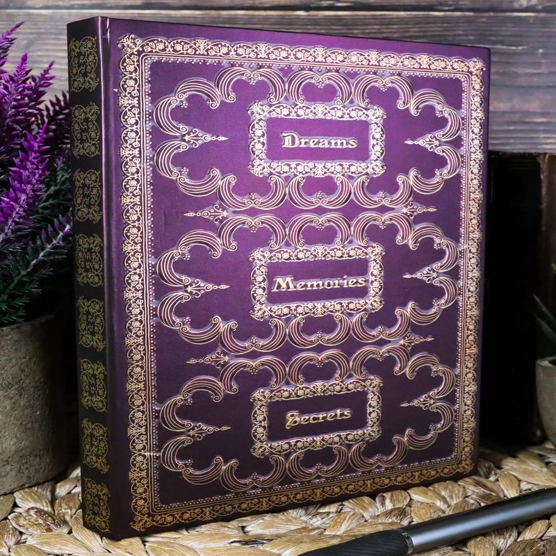 Dreams Memories Secrets Floral Scroll Art Embossed Blank Page Journal Book