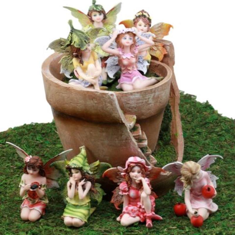Fairy Garden Starter Kit Broken Planter Pot With 8 Miniature Fairy Figurines Set
