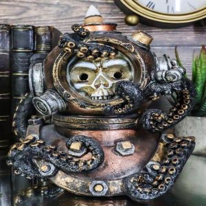 Marine Octopus Kraken Steampunk Divers Helmet With Skull Incense Cone Burner