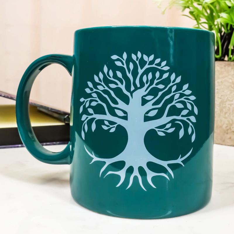 Pack Of 2 Wicca Celtic Tree Of Life Sacred Geometry Bone China Coffee Mug Cups