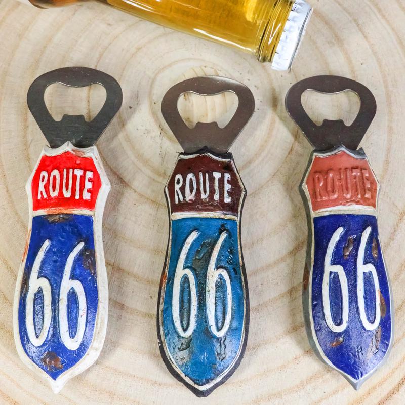 Pack of 3 Vintage Route 66 Highway Sign Nostalgic Hand Bottle Cap Opener Novelty