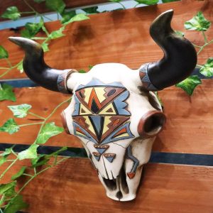 Rustic Western Southwest Vector Arrows Tiki Art Bison Bull Cow Skull Wall Decor