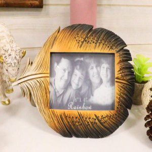 Brown Southwestern Native Indian Butterfly Spotted Feather Picture Frame 4"X6"