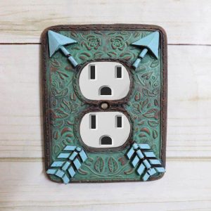 Indian Turquoise Crossed Arrows Friendship Wall Double Receptacle Plates Set