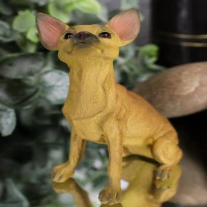 Sitting Lifelike Adorable Shorthair Tan Chihuahua Puppy Dog Pet Pal Figurine