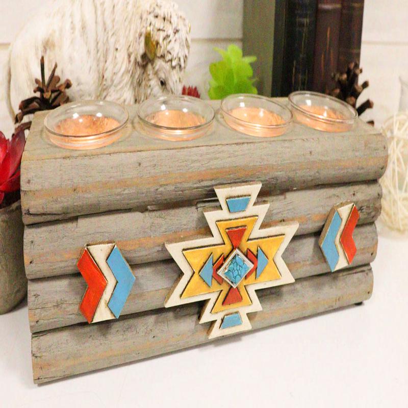 Southwest Aztec Indian Vector Diamonds Arrows Tea Light Votive Candles Holder