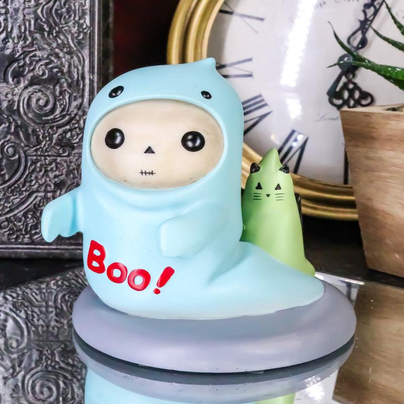 Unfortunate Lucky The Skeleton Boy Dressed in Boo! Ghost Halloween Figurine