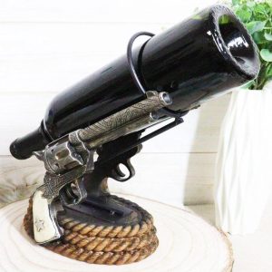 Western Six Shooter Cowboy Pistol Revolvers And Bull Ropes Wine Holder Caddy