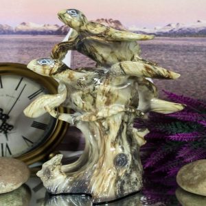Marine Giant Sea Turtle With Hatchling Baby Riding Current Faux Marble Figurine