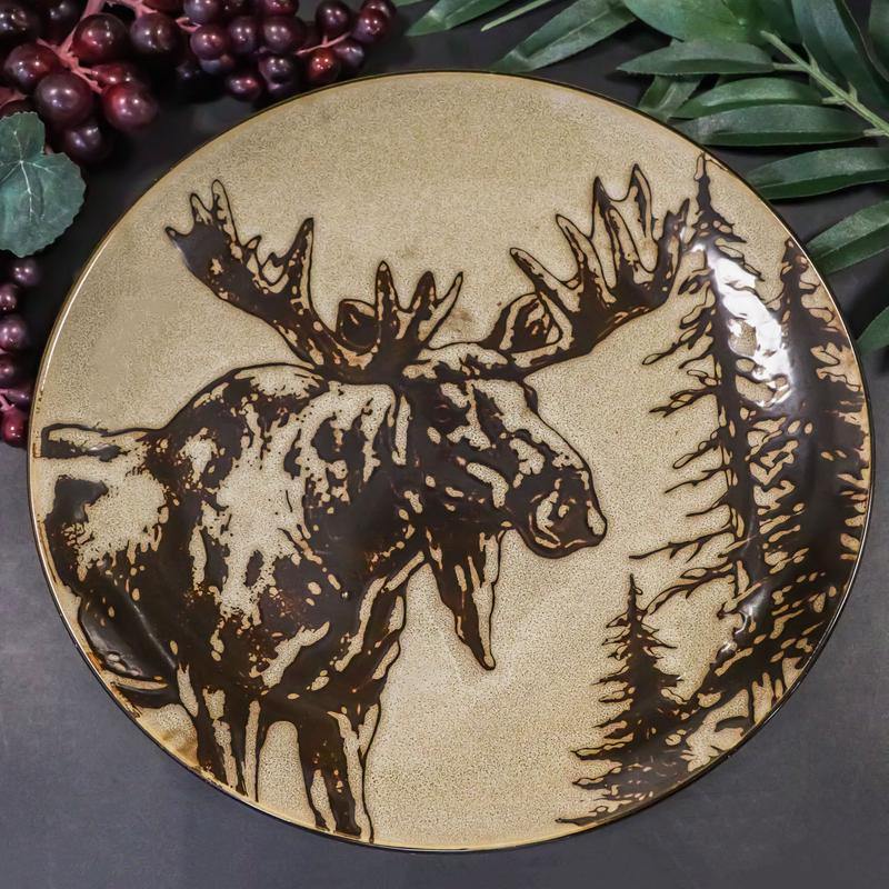 Pack Of 2 Rustic Western Emperor Elk Stag Moose Deer Salad Appetizer Plates