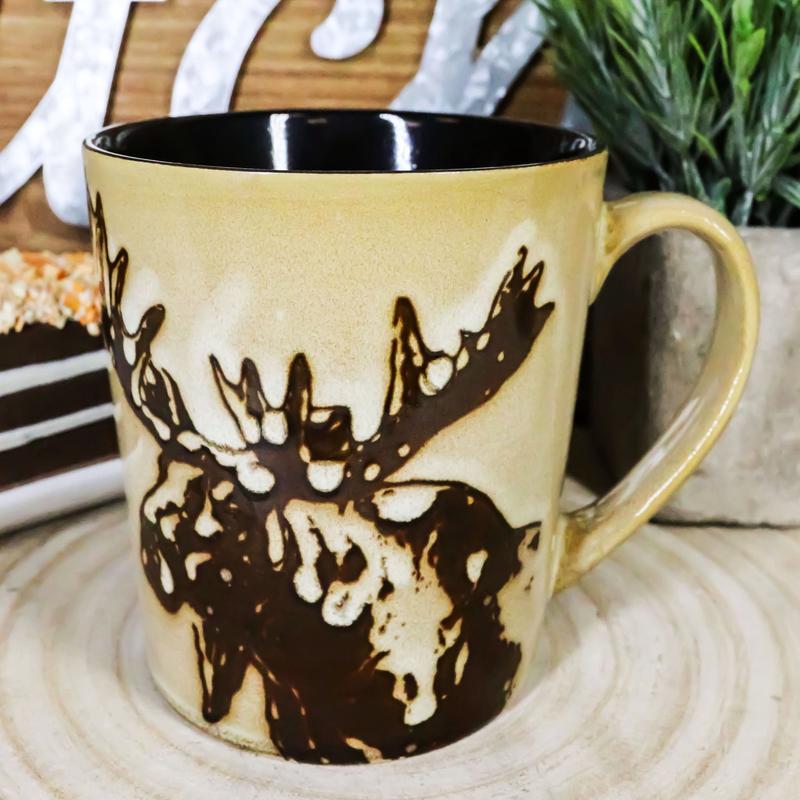 Pack Of 2 Rustic Western Emperor Giant Stag Elk Moose Deer Coffee Mugs Cups