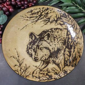 Pack Of 2 Rustic Western Forest Spirit Gray Wolf Salad Appetizer Plates 8.75"D