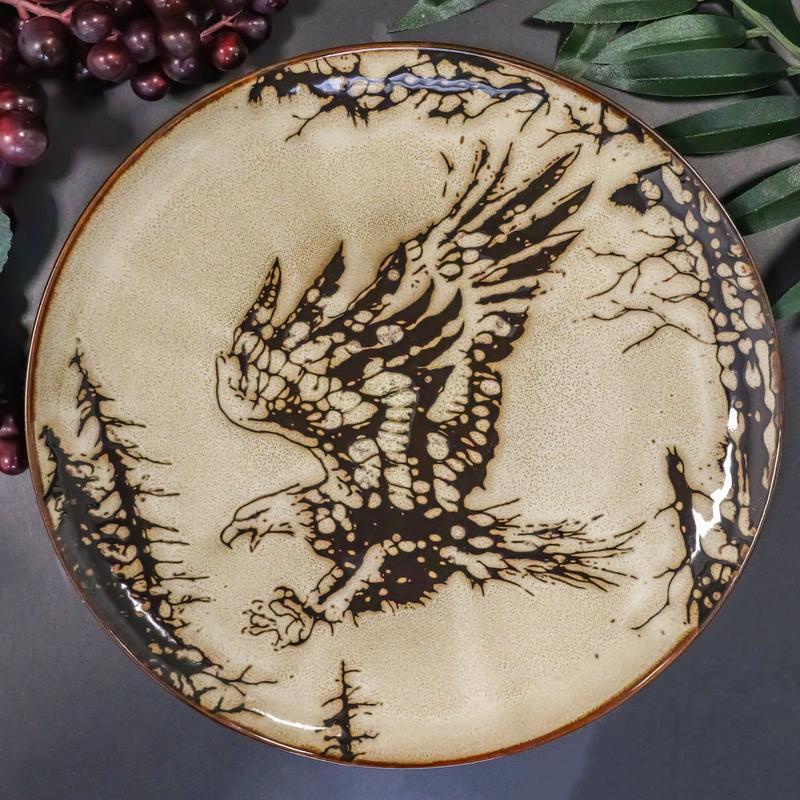 Pack Of 2 Rustic Western Patriotic Swooping Bald Eagle Round Dinner Plates 10"D
